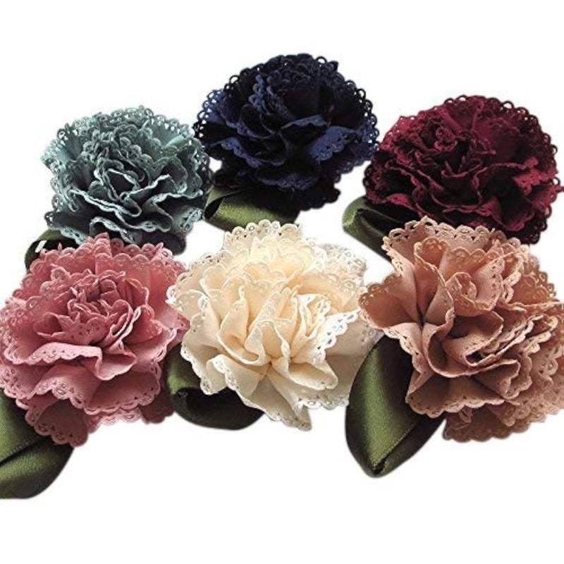 Chenkou Craft 18pcs Fabric Ribbon Flowers Bows Appliques Craft Wedding Dec Bulk A0444 (Multi-Color) - Image 1